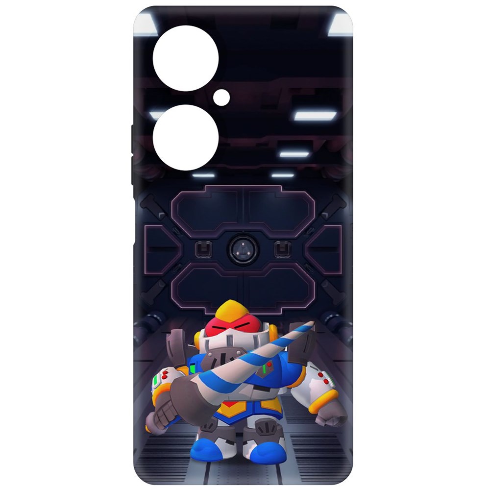 

Чехол-накладка Krutoff Soft Case Brawl Stars - Паладин Вольт-Меха для Huawei Nova 11i, Черный