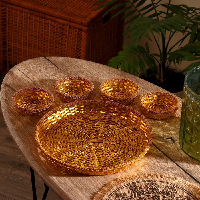 

Корзинка для фруктов "Сафия" алюминий (набор 5 шт), 33х33х4 см