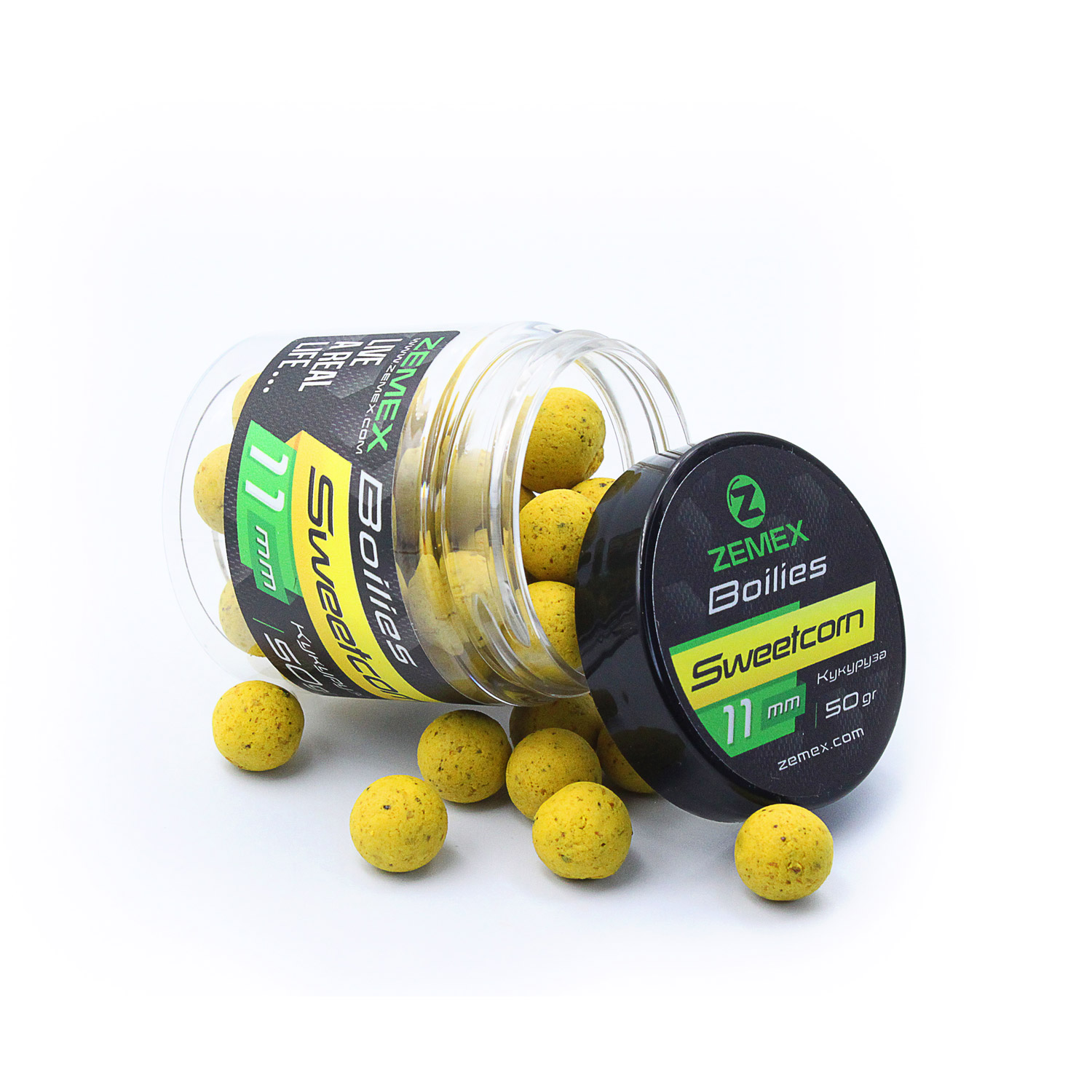 

Бойлы тонущие ZEMEX 11 мм 50 гр по 5 банок, Sweetcorn/Кукуруза, Boilies