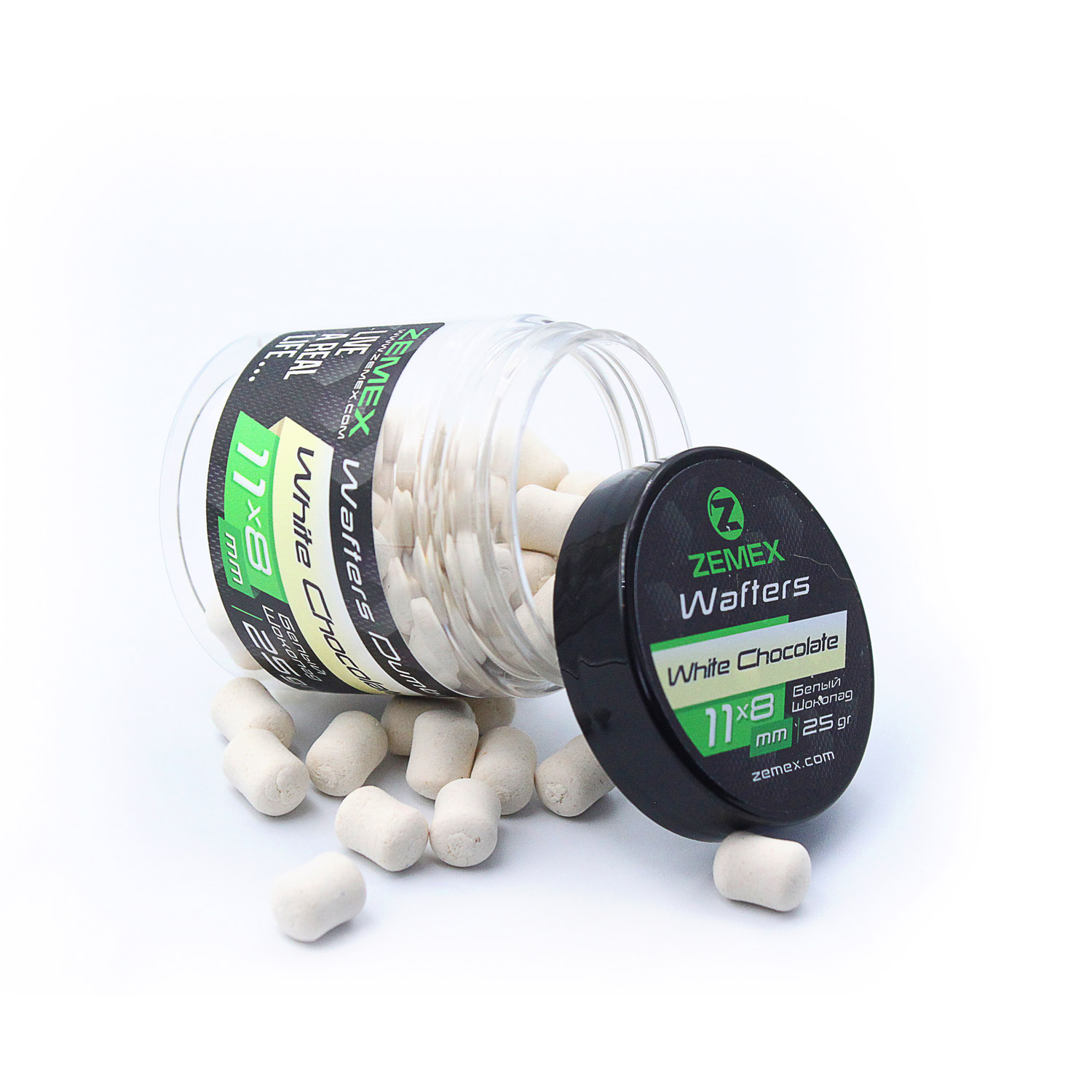 

Бойлы нейтрал. ZEMEX Wafters Dumbells, White Chocolate/Белый шоколад, 11х8мм 25гр, Wafters Dumbells