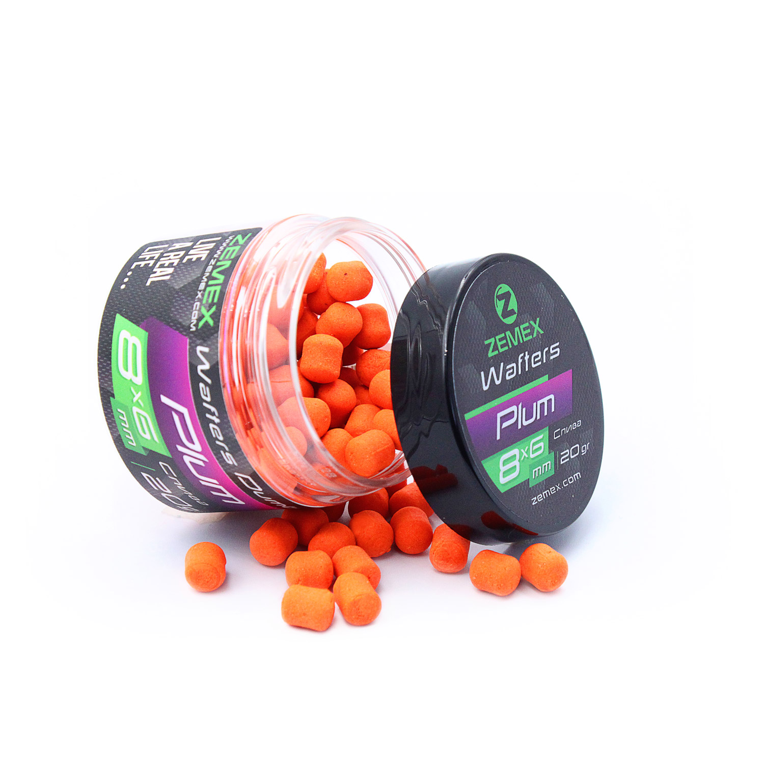 

Бойлы нейтральные ZEMEX Wafters Dumbells по 5 банок, Plum/Слива, 8х6 мм 20гр, Оранжевый, Wafters Dumbells