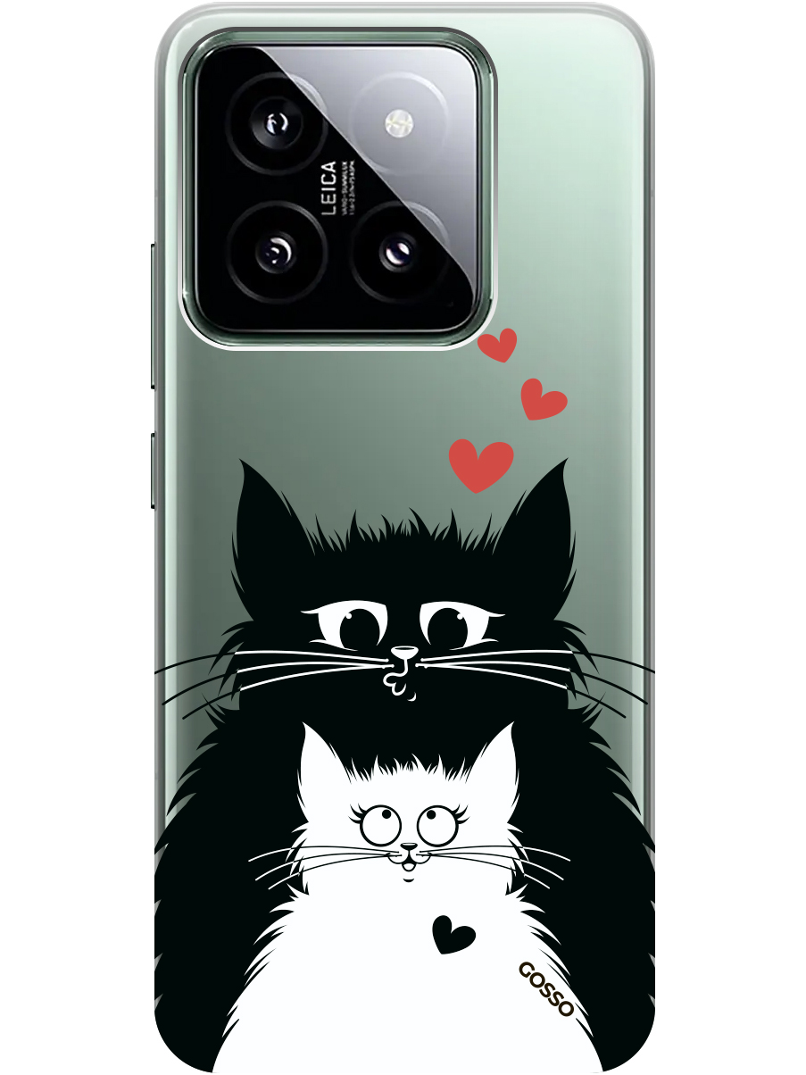 

Силиконовый чехол на Xiaomi 14 с рисунком "Cats in Love" прозрачный, Прозрачный;белый;красный;черный, 20012082