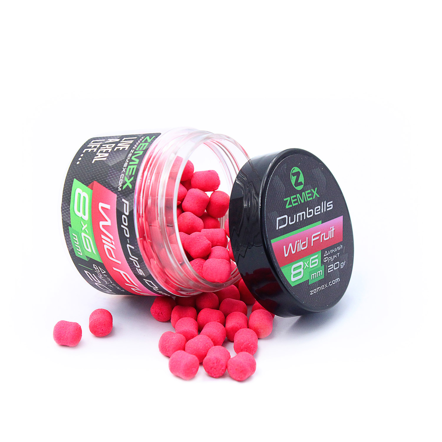 

Бойлы плавающие ZEMEX Pop-Ups Dumbells 20гр по 5 банок, Wild Fruit/Дикий фрукт, Розовый, Dumbells