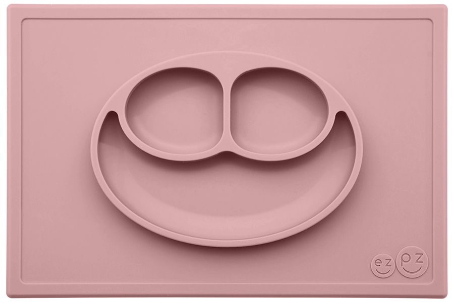 Тарелка детская Ezpz Happy mat нежно-розовая ezpz низкая тарелка с разделителями на прямоугольном подносе happy mat 540 мл