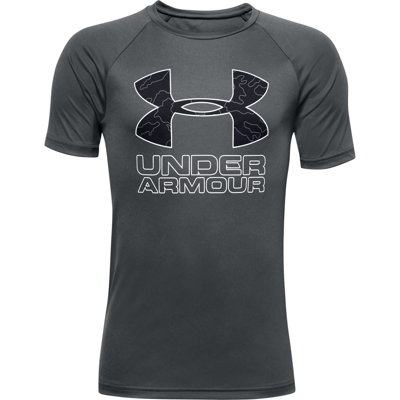 фото Футболка under armour tech hybrid prt fill short sleeve 1354000-012 серый р.122