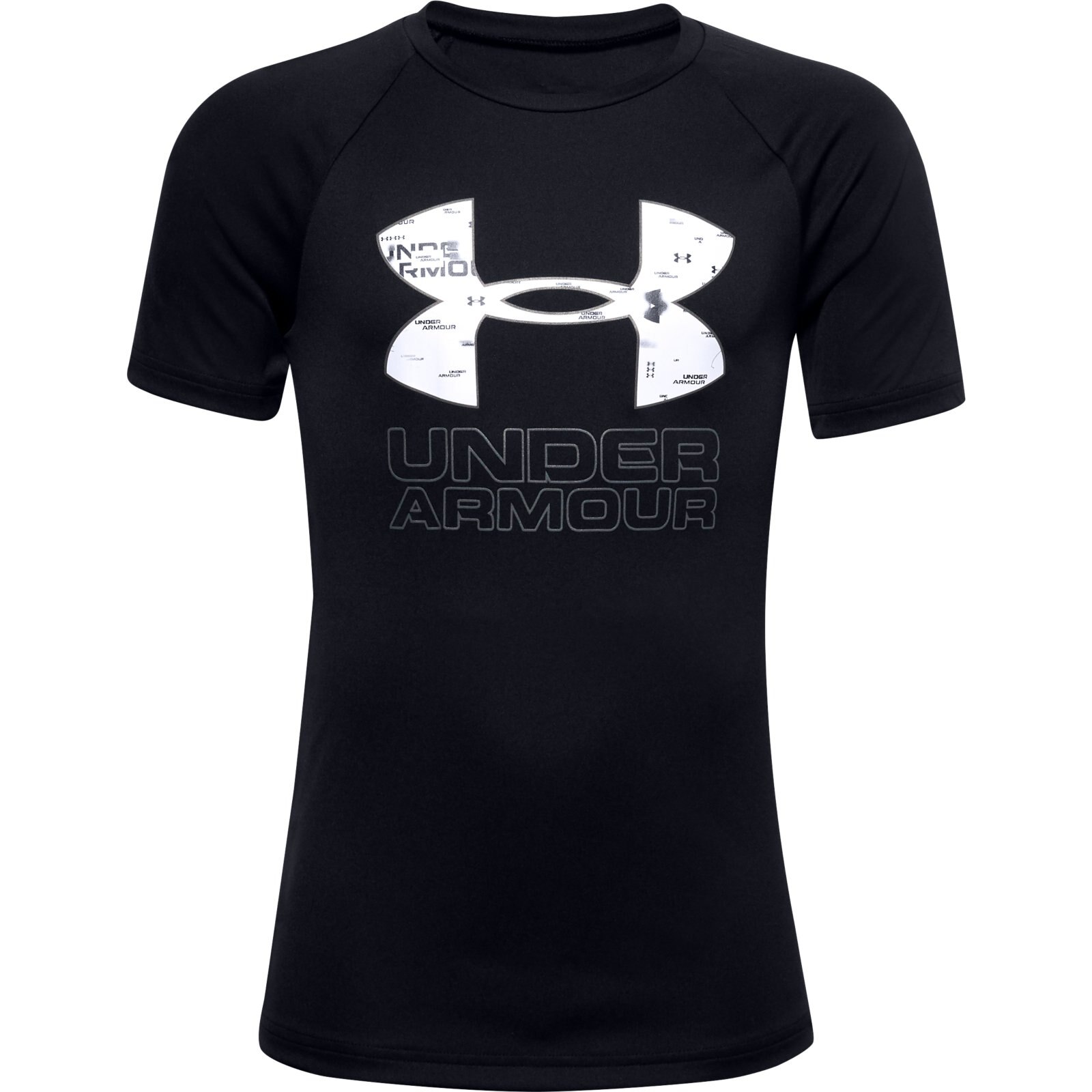 фото Футболка under armour tech hybrid print fill logo tee 1354000-002 черный р.122