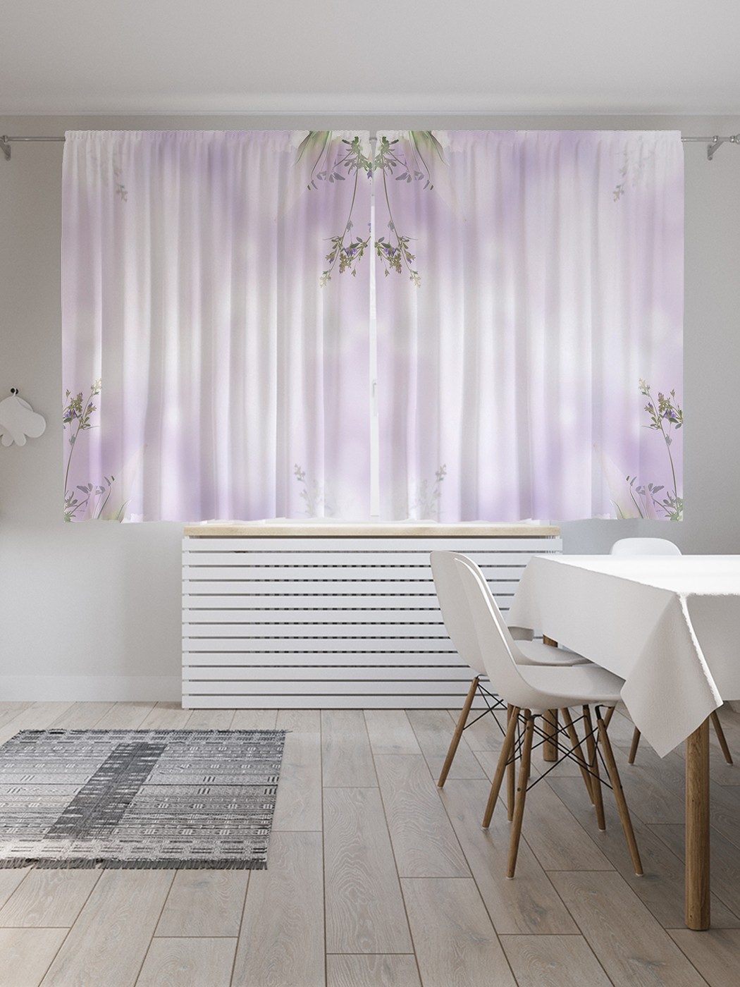 

Классические шторы JoyArty "Цветы за облаками", серия Oxford DeLux, 2 полотна 145x180 см, Цветы за облаками