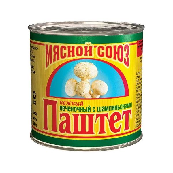 

Паштет печеночный Мясной союз Нежный с шампиньонами 240 г
