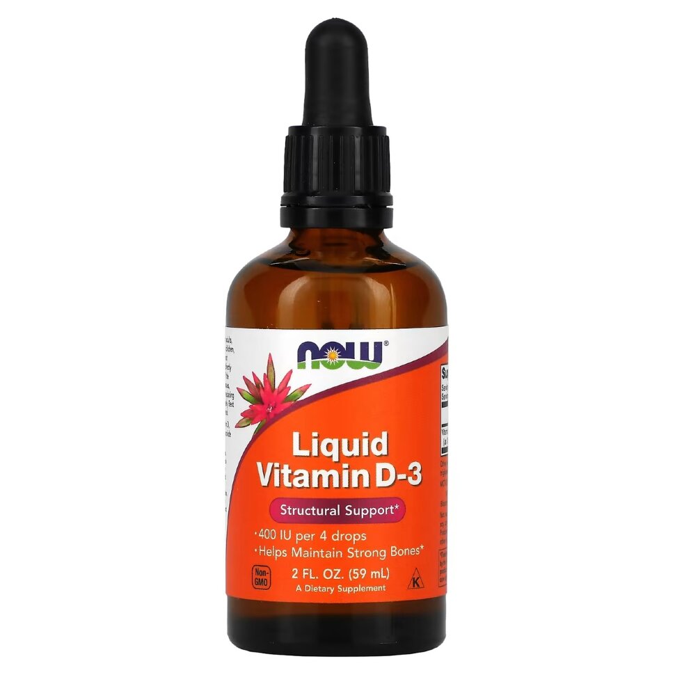 

Витамин D3 NOW Liquid Vitamin D-3 400 IU, для детей, жидкость, 59 мл, vitamin d