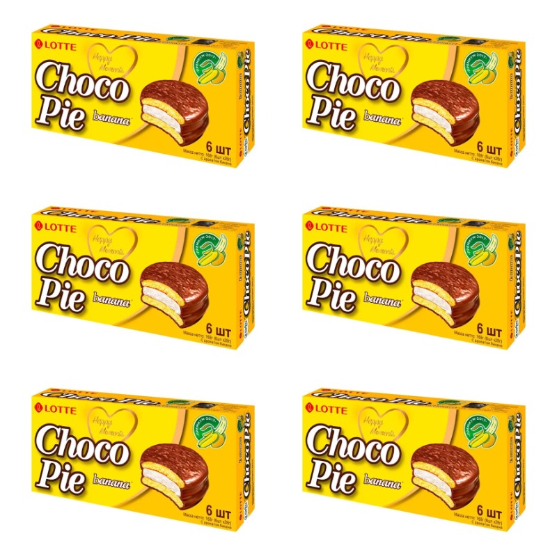 Печенье Choco Pie Lotte Банан 168 г х 6 упаковок