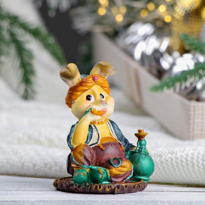 

Фигура "Заяц с кальяном" рыжий, 8х7х9см