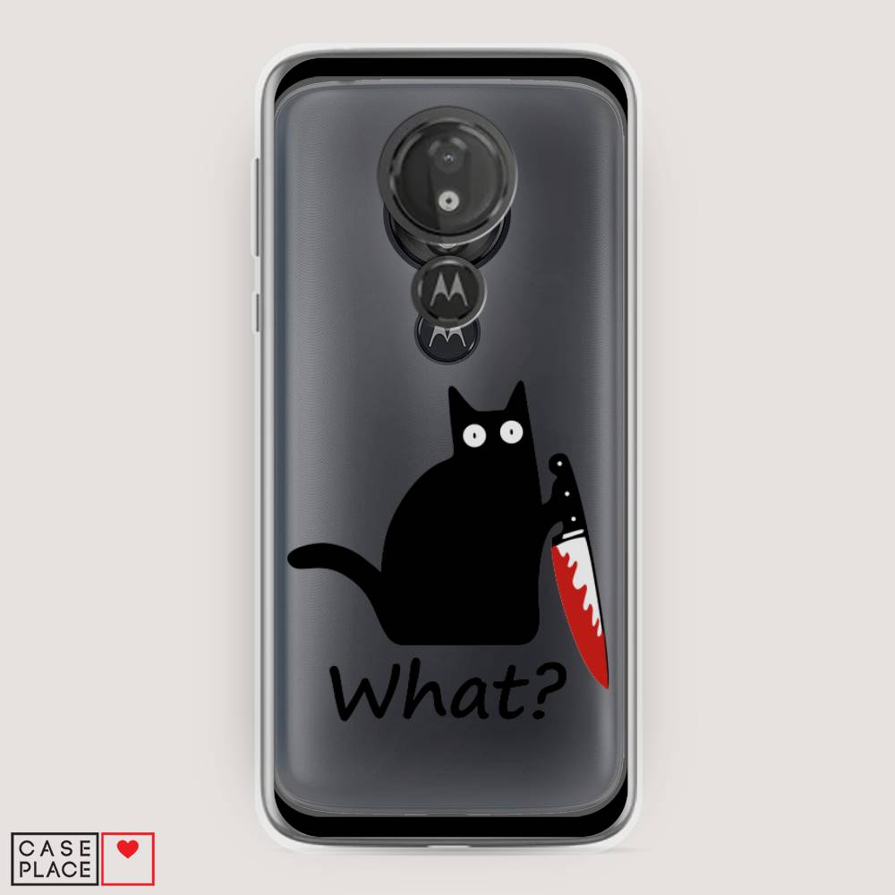 

Чехол на Motorola Moto G7 Power "Котик с ножом", Черный;красный, 241350-6