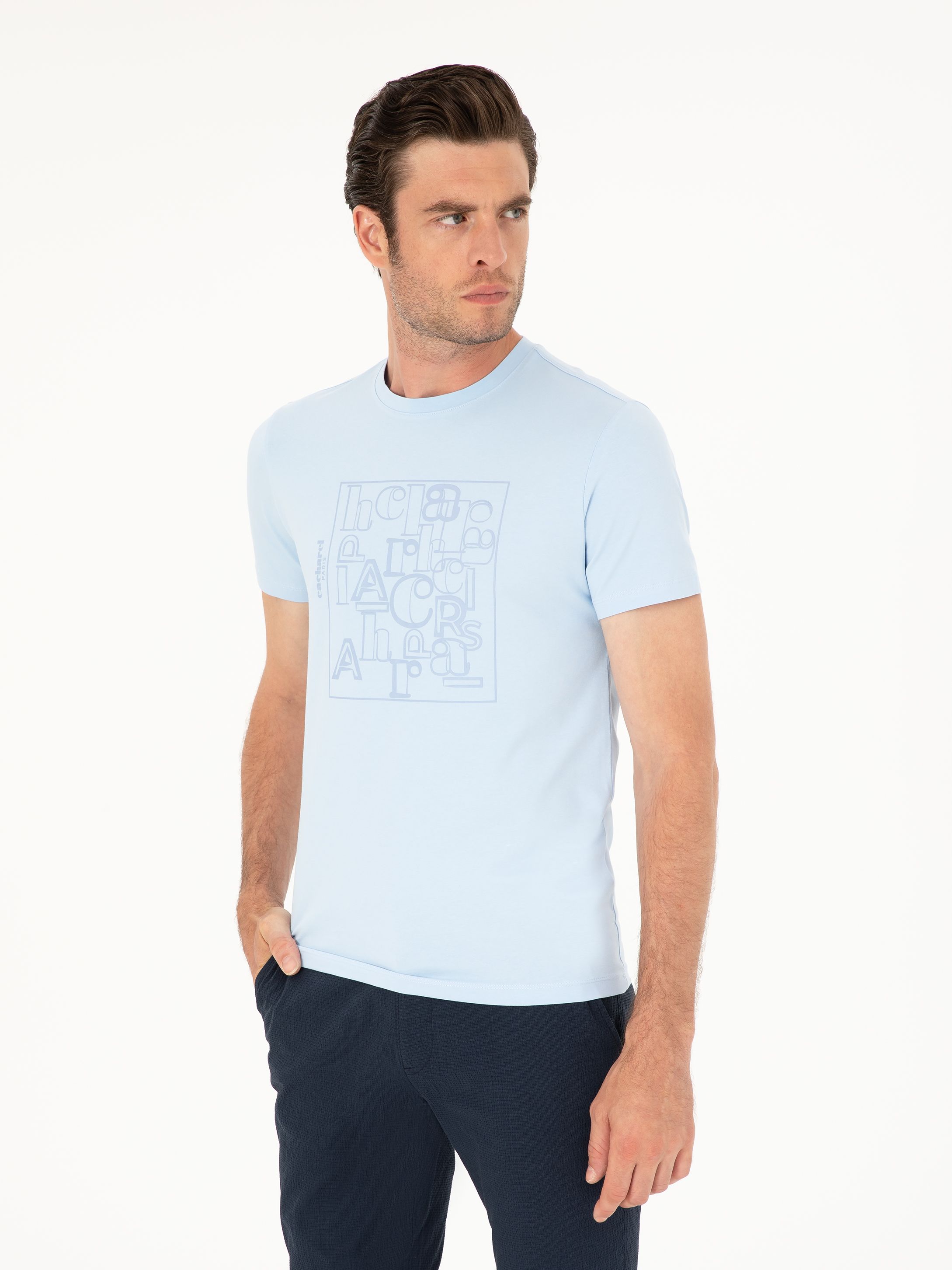 

Футболка мужская Cacharel G051SZ0110LESS голубая XL, Голубой, G051SZ0110LESS