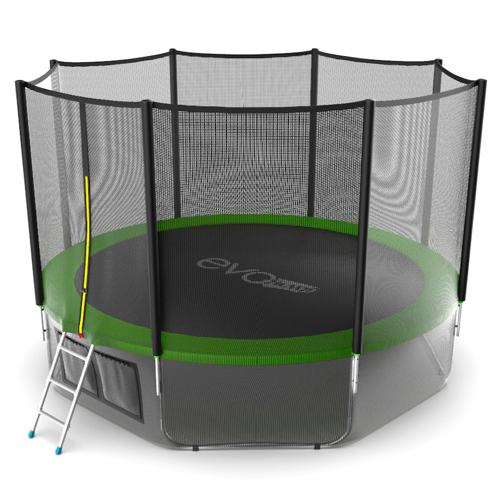 Батут EVO JUMP External 12ft Green, Lower net с внеш. сеткой и лестн., 12ft, нижняя сеть External 12ft (Green) + Lower net