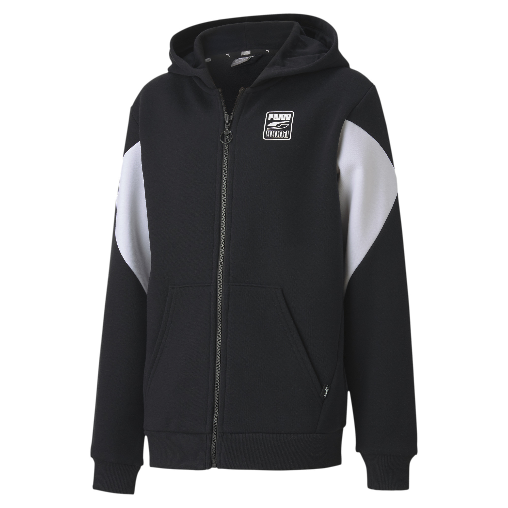 

Толстовка Puma Rebel Block Full-Zip Hoodie FL B 58324601 черный р.152, 58324601
