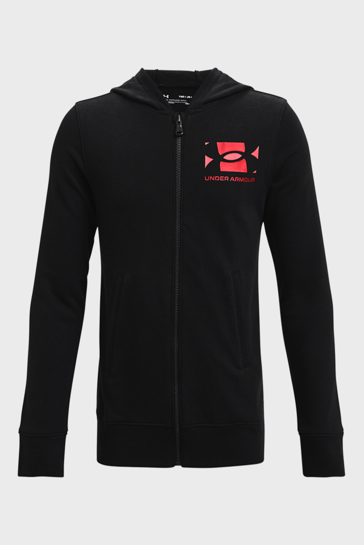 фото Толстовка under armour rival terry fz hoodie 1361700-001 черный р.152