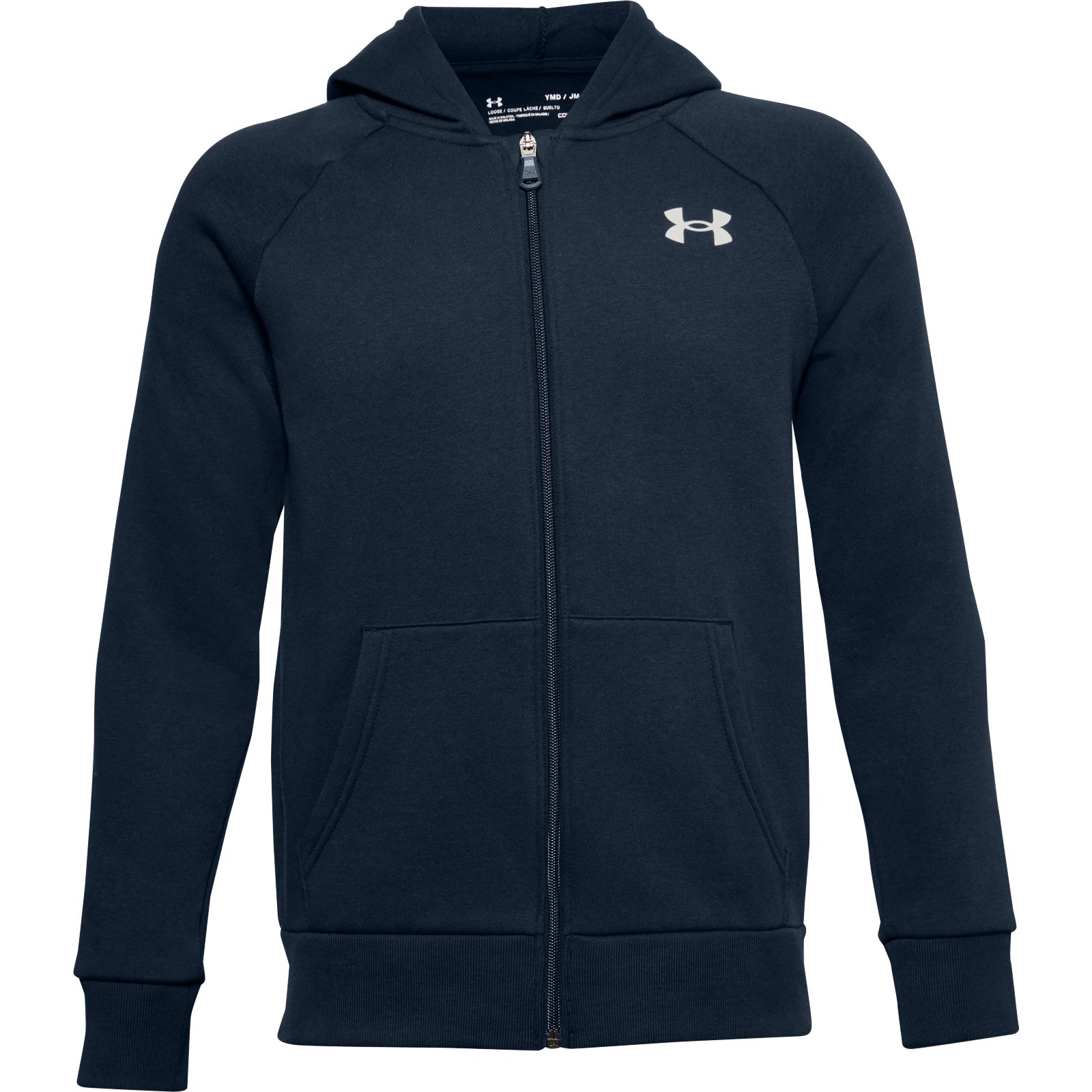 фото Толстовка under armour rival cotton full zip hoodie 1357613-408 серый р.158