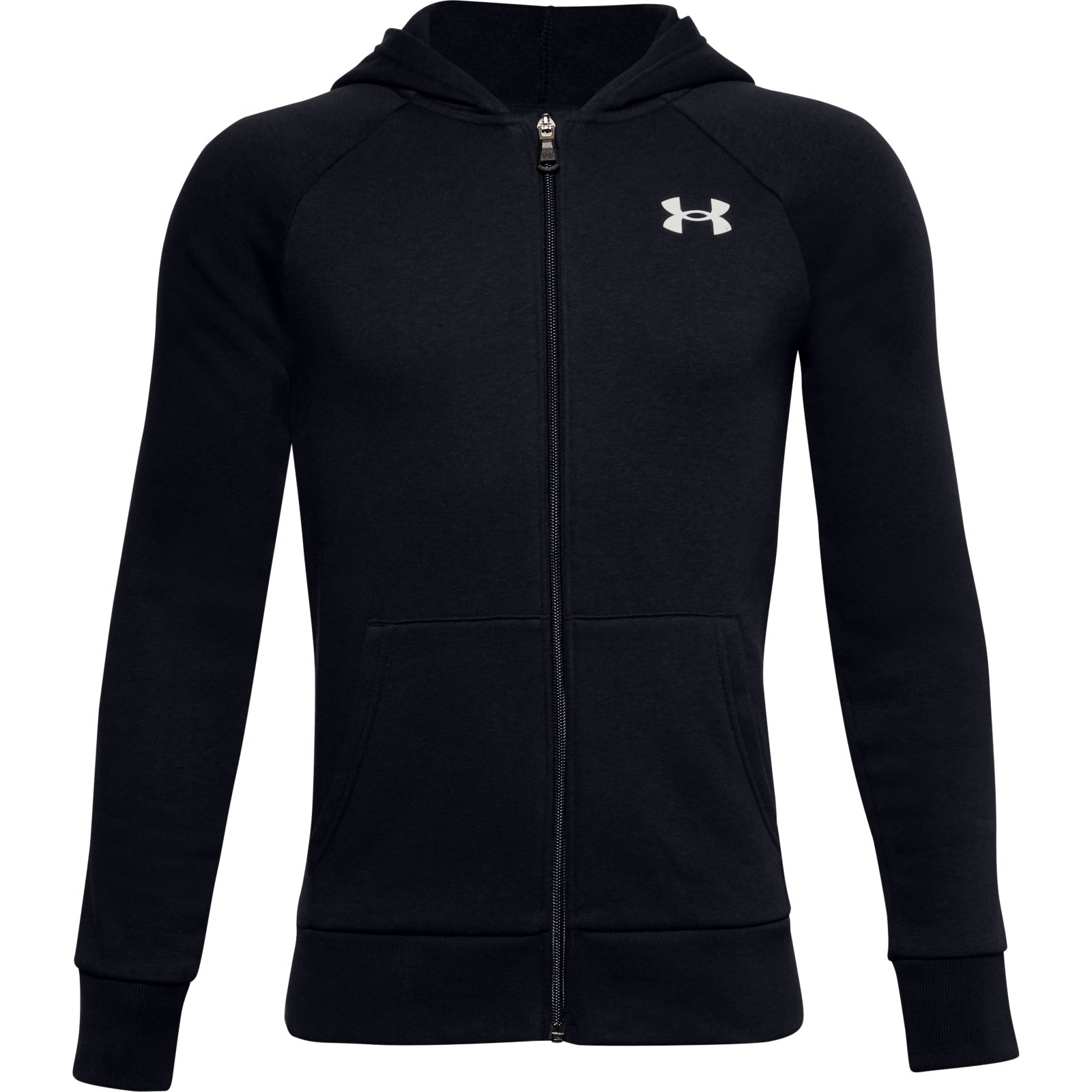 фото Толстовка under armour rival cotton full zip hoodie 1357613-001 черный р.158