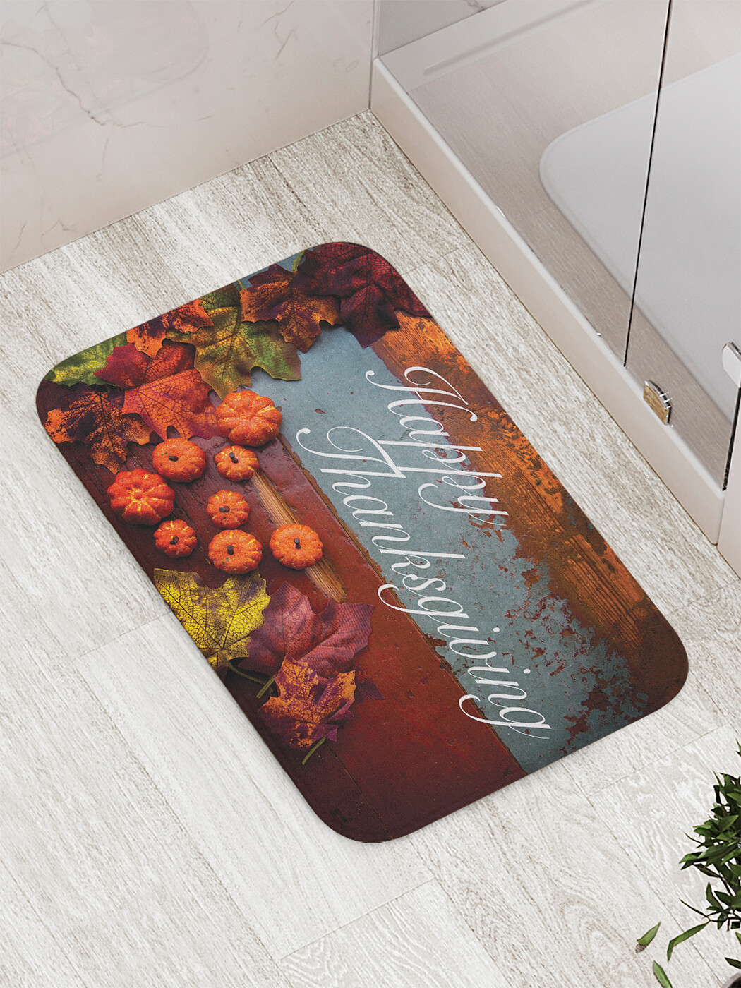 

Коврик JoyArty "Счастливый день Благодарения" для ванной, сауны, бассейна, 77х52 см, Счастливый день Благодарения