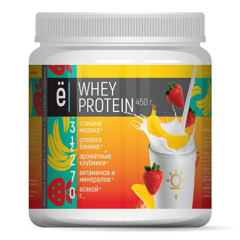 фото Протеин ё|батон whey protein 450 грамм, вкус: клубника-банан