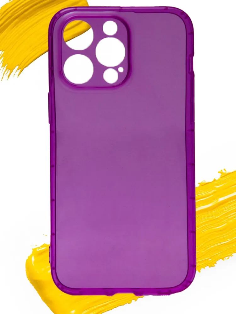 

Чехол для Apple iPhone 14 Pro Max с полной защитой камеры, прозрачный фиолетовый, Silicone case