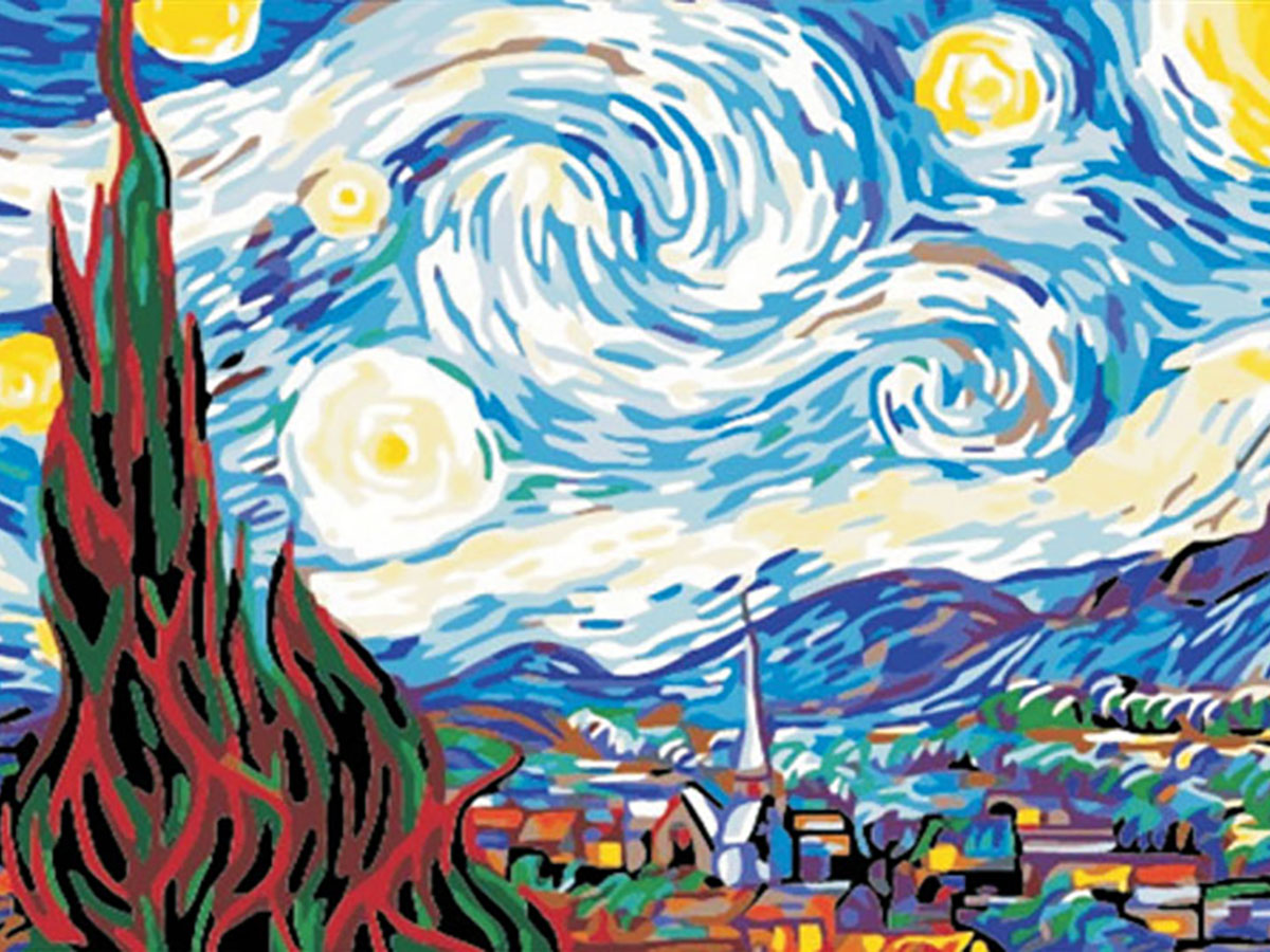 Картина по номерам на подрамнике Звездная ночь Ван Гог 40х50