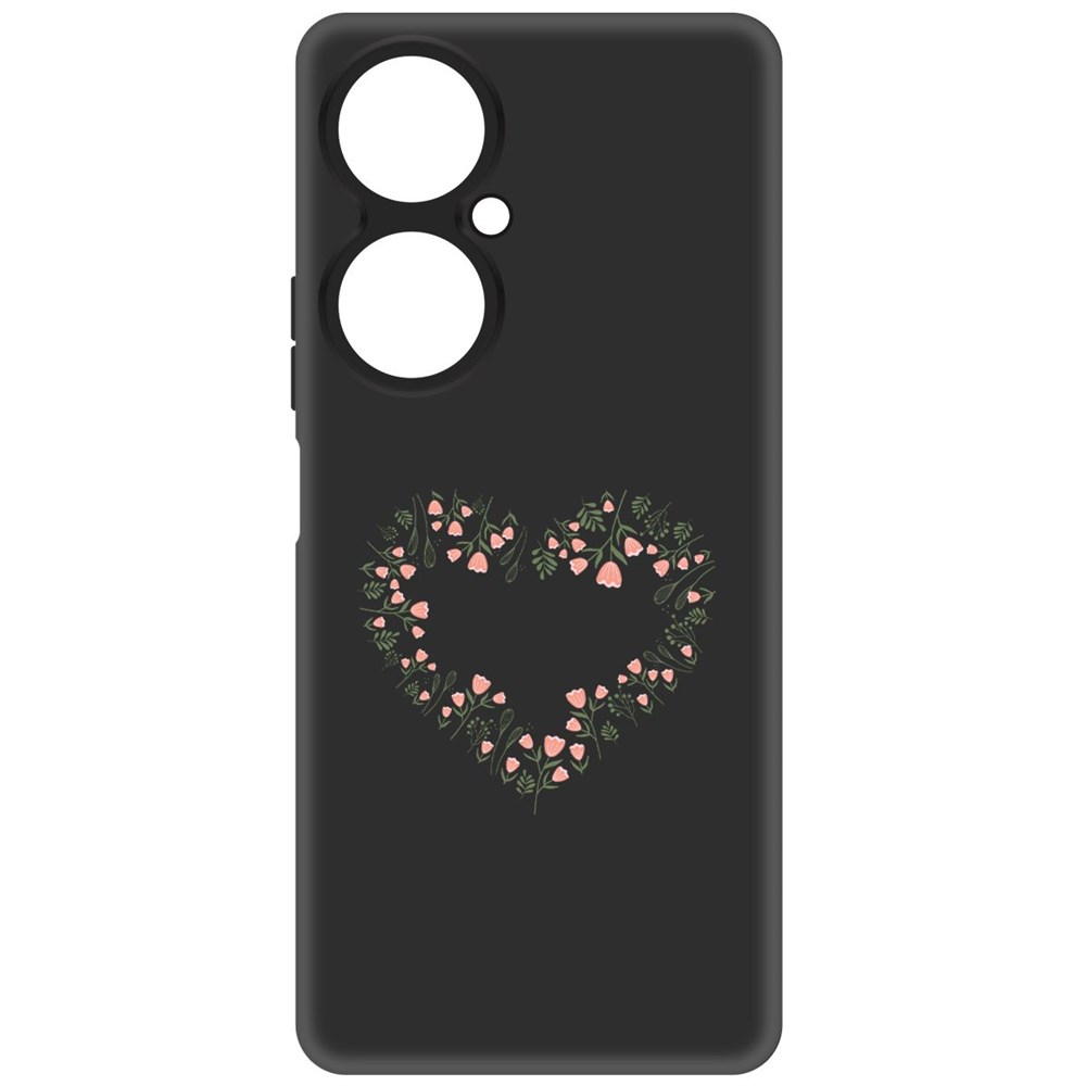 

Чехол-накладка Krutoff Soft Case Цветочное сердце для Huawei Nova 11i, Черный