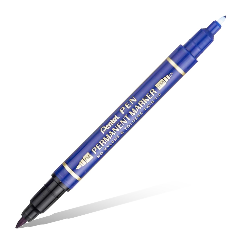 

Маркер двусторонний PENTEL PEN TWIN TIP 0,6/1,2мм N75W синий, 1 штука