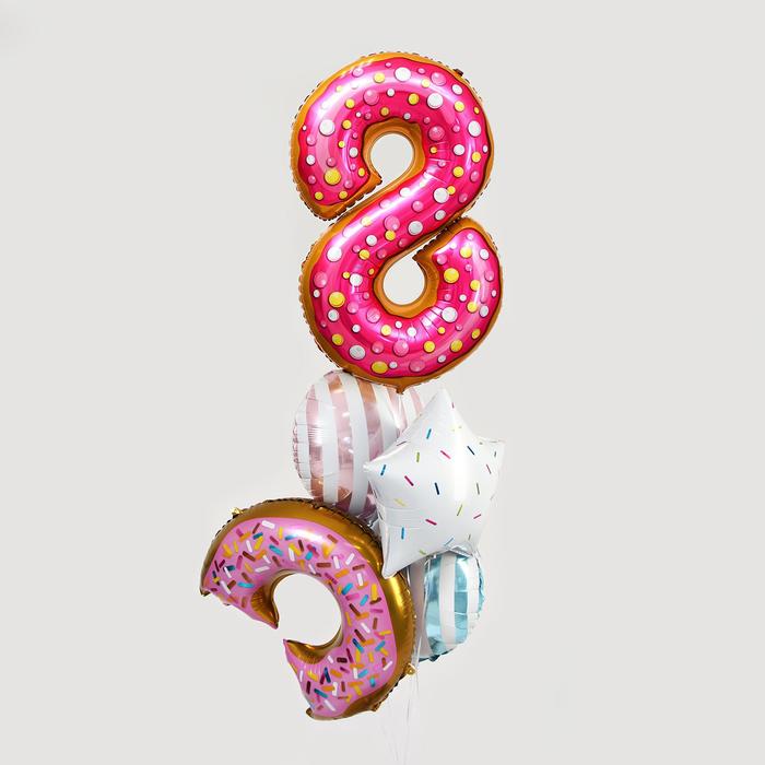 

Букет из шаров «8 лет, пончик», фольга, набор из 5 шт., Разноцветный
