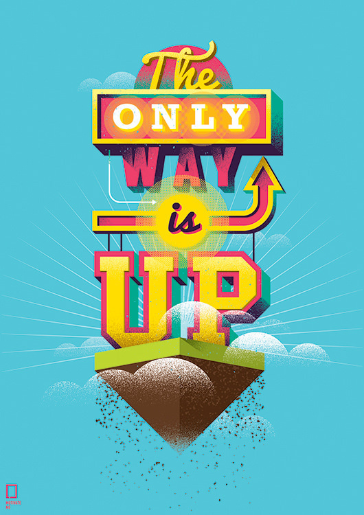

Большой мотивационный постер на стену The Only Way Is Up 50х70 см без рамы, MMTHEWAY