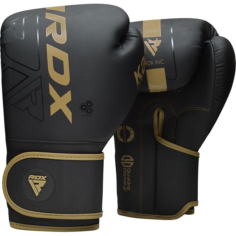 Боксерские перчатки RDX F6 8 oz, черный, золотой матовый