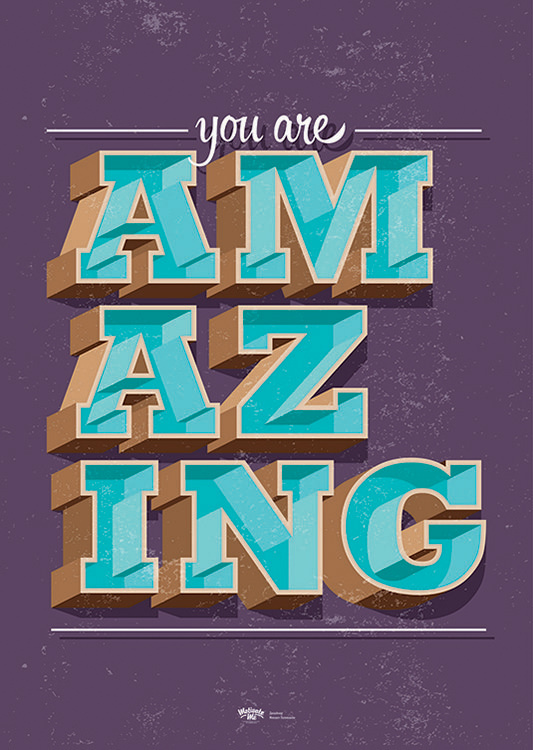 

Большой мотивационный постер на стену You Are Amazing 60х90 см без рамы, MMAM