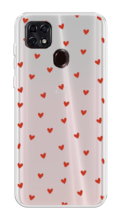 

Чехол на ZTE Blade 20 Smart "Red hearts", Красный;прозрачный, 133550-1
