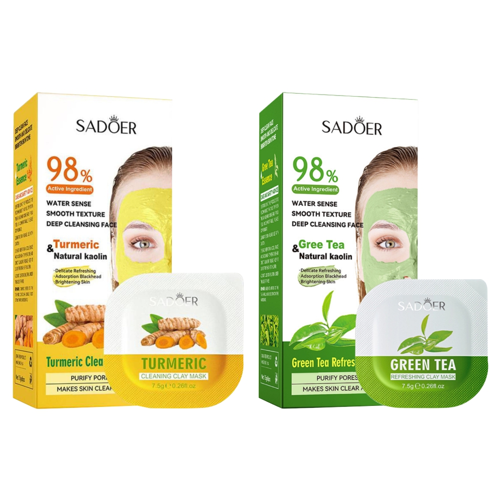 Набор Глиняных масок для лица Sadoer с куркумой и с зеленым чаем и каолином 7,5г 16шт brauberg набор стираемых маркеров для белой доски
