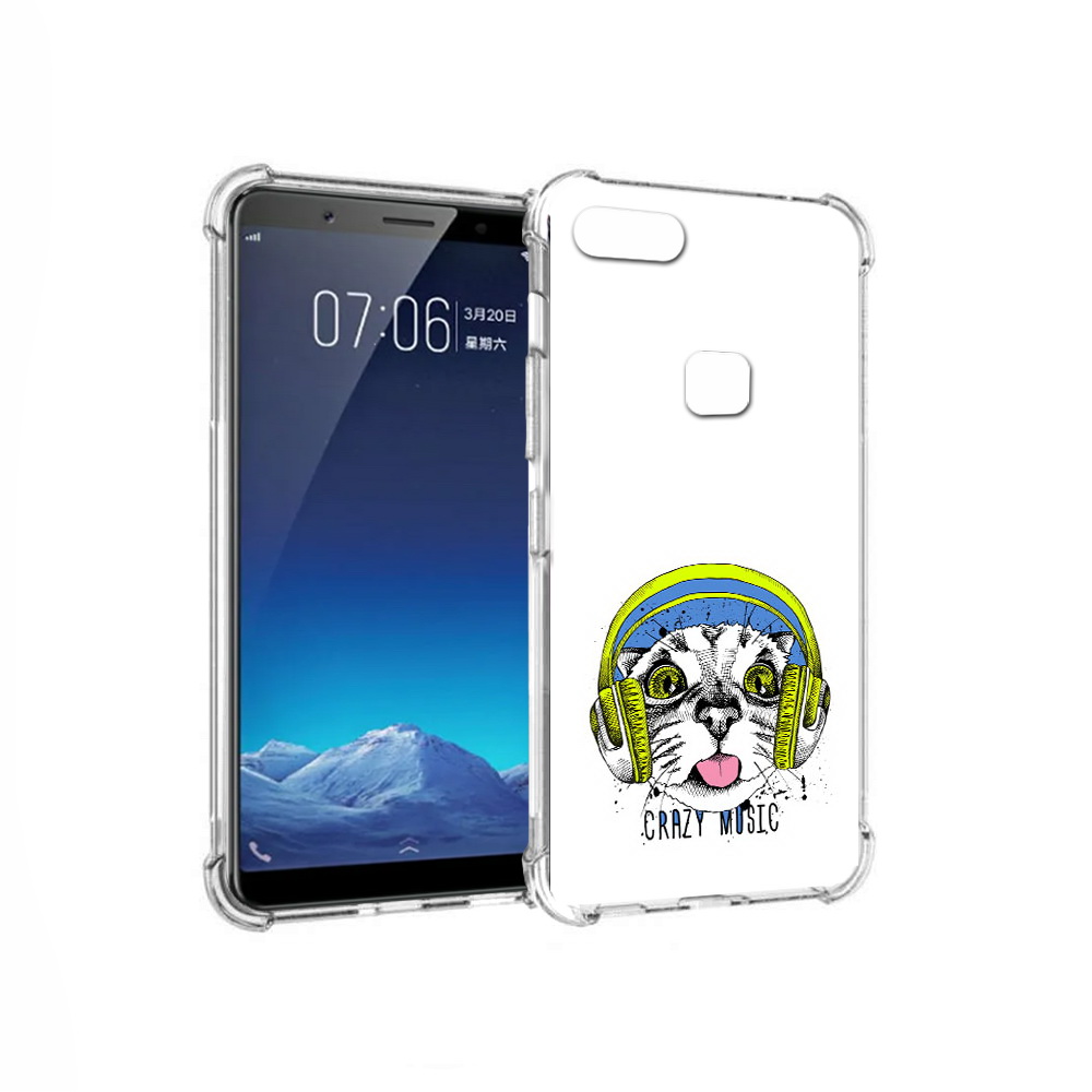 

Чехол MyPads Tocco для Vivo X20 кошка в наушниках рисунок (PT108350.433.403), Прозрачный, Tocco