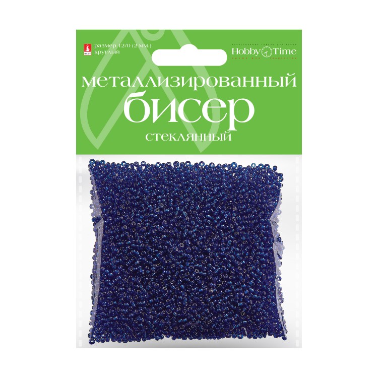 

Бисер круглый МЕТАЛЛИЗИРОВАННЫЙ, 2 ММ, 60 на гребне синий, №7