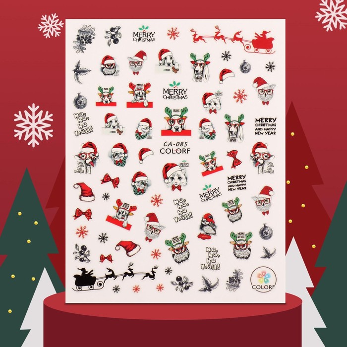 

Наклейки для ногтей Christmas animals