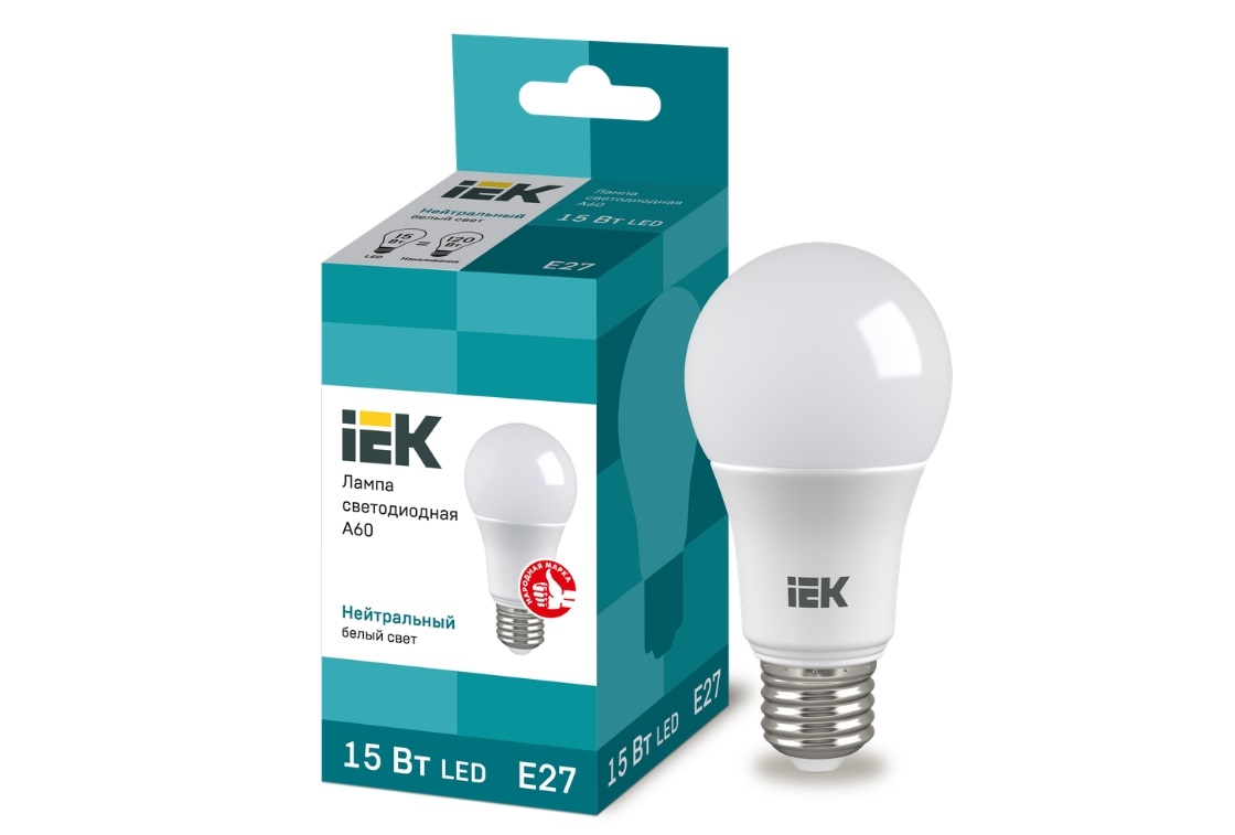 

Лампочка светодиодная IEK 15 вт нейтральный белый свет (комплект 3шт), LLE-A60-15-230-40-E27.3