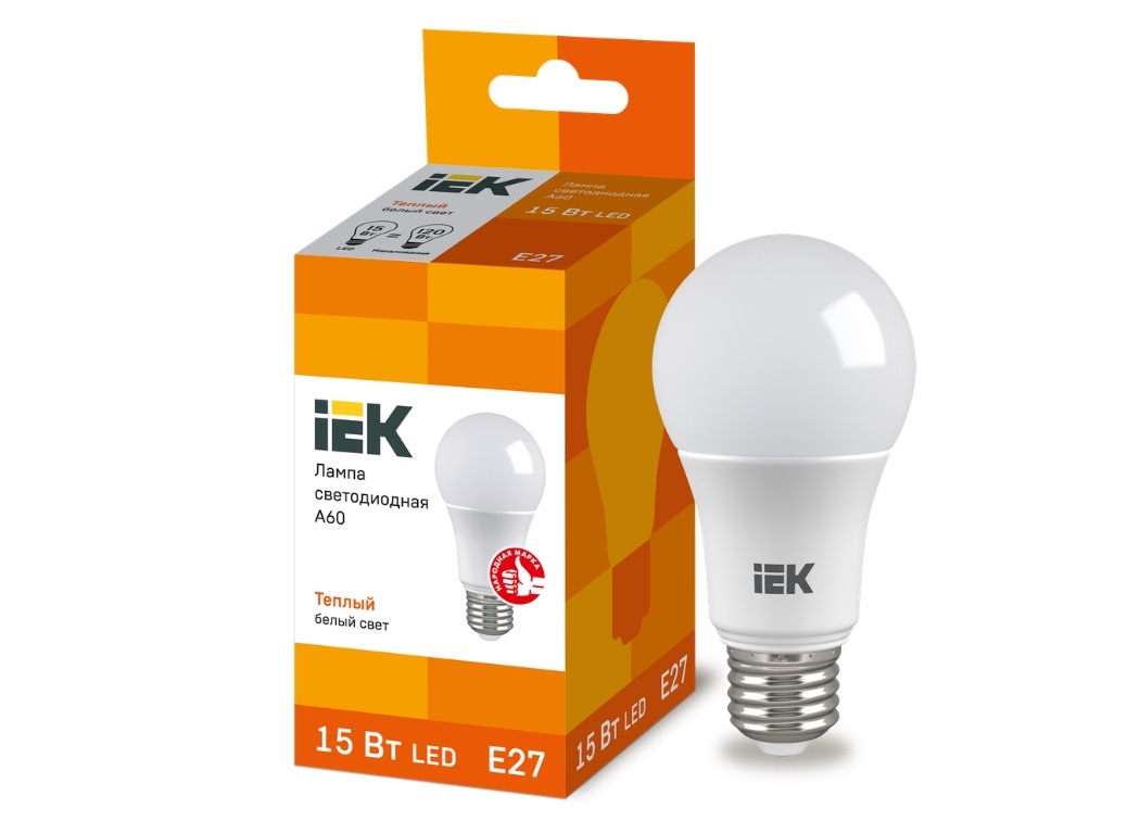 

Лампочка светодиодная IEK 15 вт теплый свет (комплект 8 шт), LLE-A60-15-230-30-E27.8