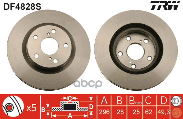 

Диск тормозной передн TOYOTA: AURIS (_ZE15_, _RE15_) 06-, RAV 4 III (ACA_, ACE_, ALA_, GSA