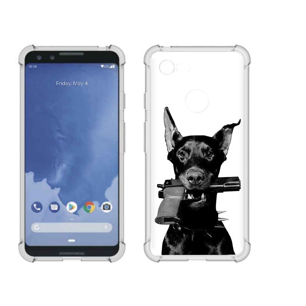

Чехол MyPads Tocco для Google Pixel 3 доберман с пистолетом, Прозрачный, Tocco