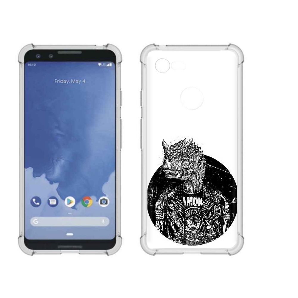 

Чехол MyPads Tocco для Google Pixel 3 динозавр в куртке, Прозрачный, Tocco