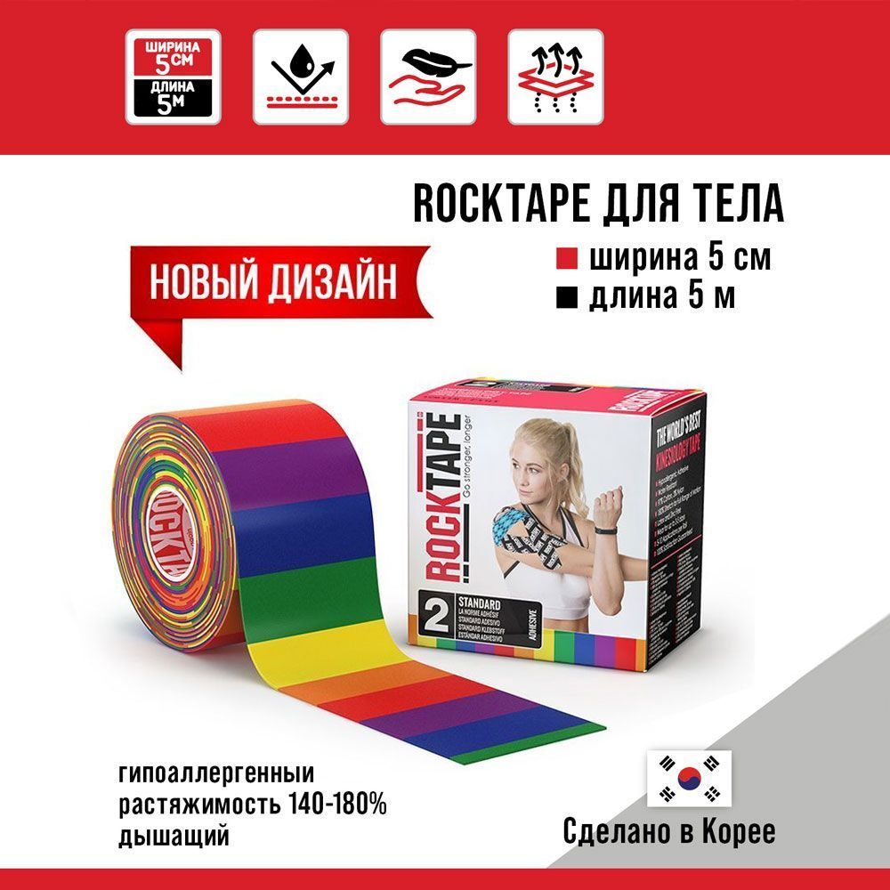 Кинезиотейп RockTape Classic разноцветный 500 см