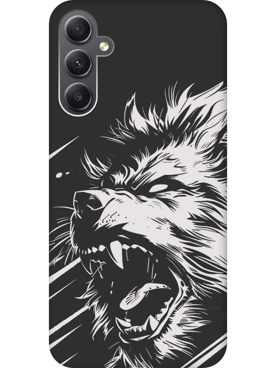 

Силиконовый чехол на Samsung Galaxy A34 5G с принтом "Рев оборотня" матовый черный, Черный;белый, 769297513
