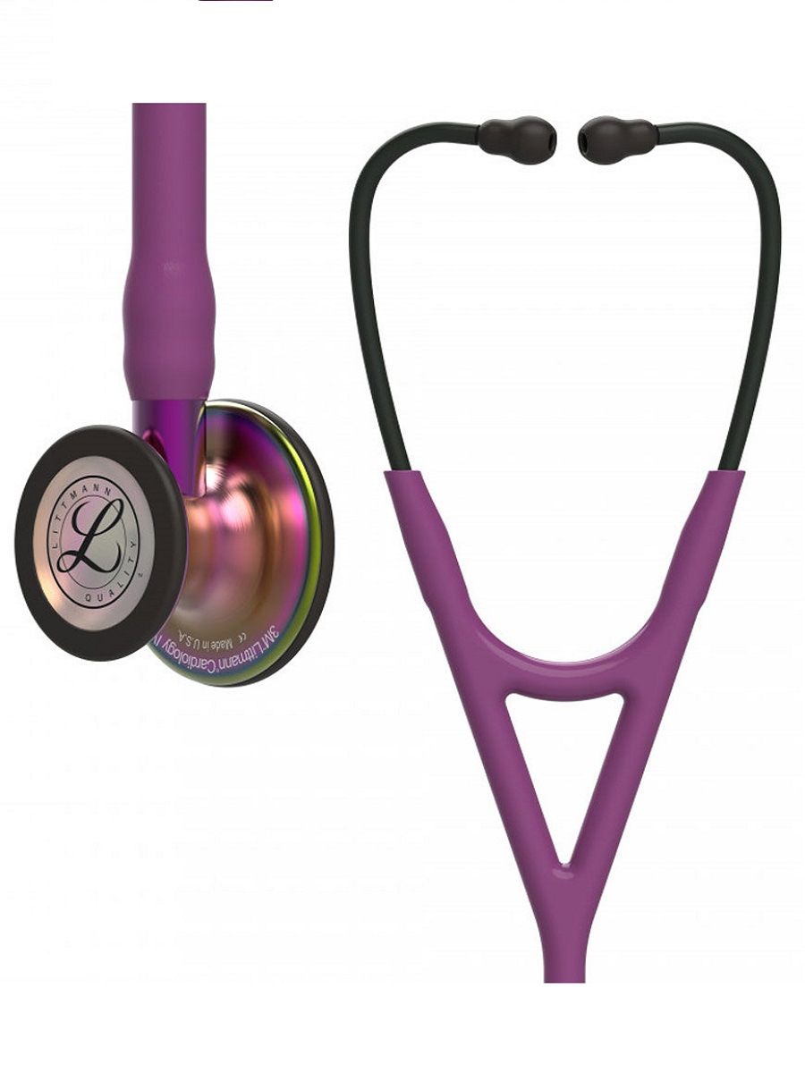 фото Стетоскоп 3m littmann cardiology iv, сливовая трубка, радужная акустическая головка, 69 см