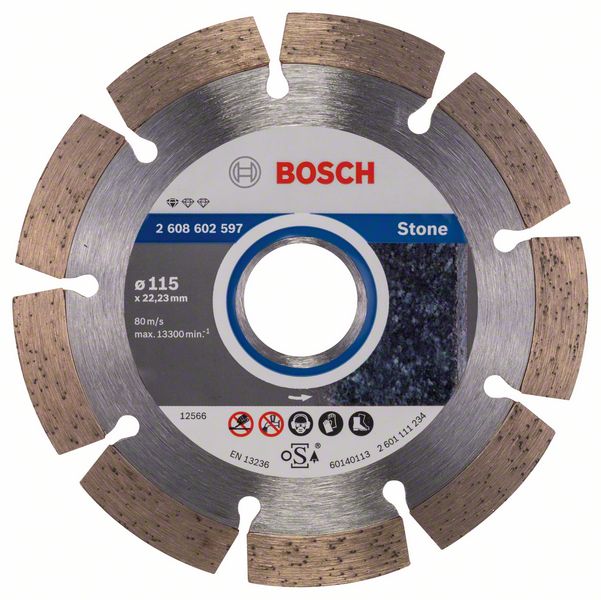 Алмазный отрезной диск Bosch Standard for Stone 115х22.2 мм (2608602597) алмазный диск bosch 115 22 23 expert for stone