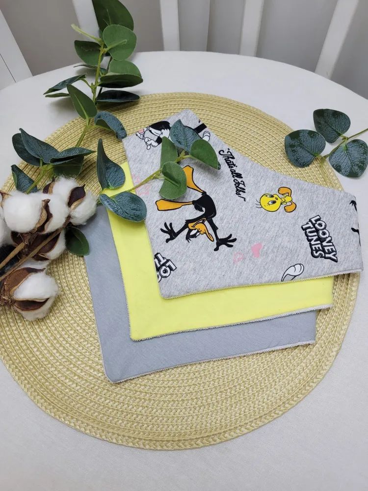 Нагрудники непромокаемые Луни Тюнз + серый + желтый 3шт