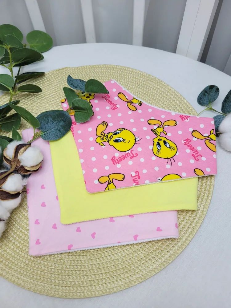 Нагрудники непромокаемые Твитти на розовом 3шт