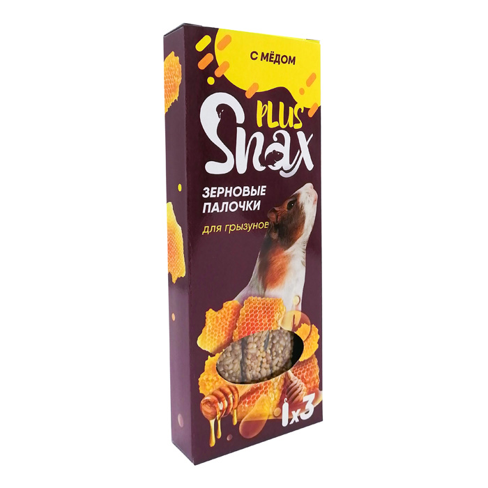

Зерновые палочки для грызунов Snax Plus медовые 3 шт, 90 г