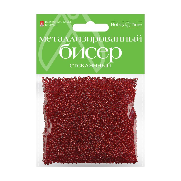 

Бисер круглый МЕТАЛЛИЗИРОВАННЫЙ, 2 ММ, 60 на гребне красный, №4